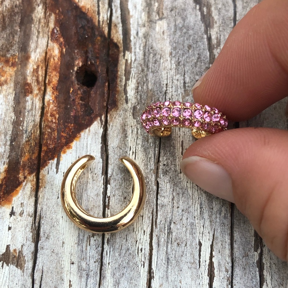 LANA Gold & Pink Pavè Huggie Ear Cuffs! - Picture 4 of 5